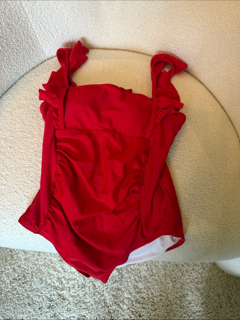 Red Ruffled One-Piece Swimsuit - Women's